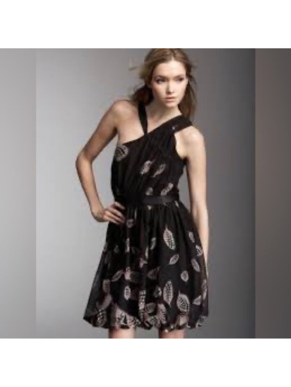 Anthropologie Leifsdottir Black Feliciana Dress Feather Print Size 6